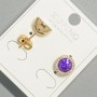 Xuping Stud Earrings with Purple Crystal and White Rhinestones, round setting, diameter 9.5mm, gold plated