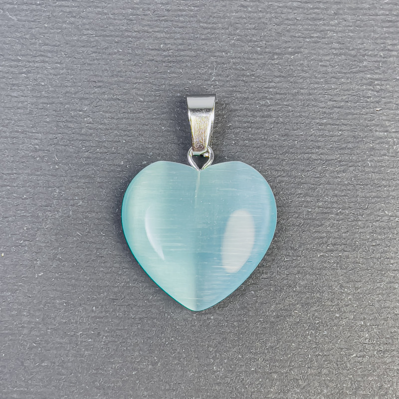 Heart pendant 'Cat's eye' synthetic stone azure 20x20x5x28mm+