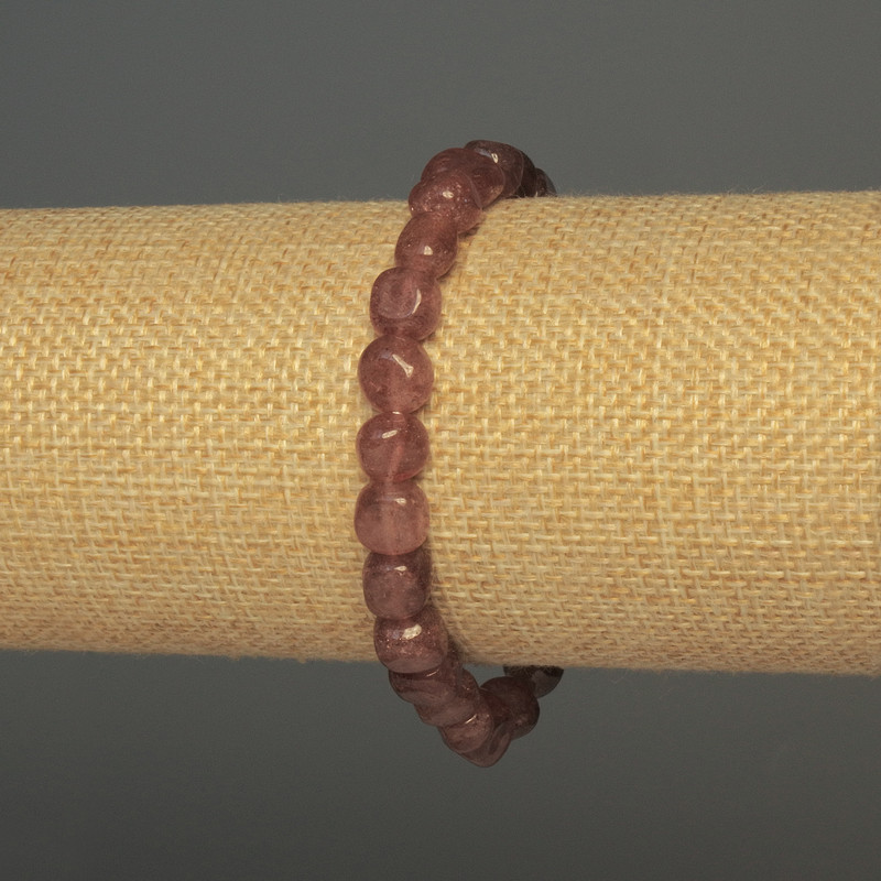 Strawberry Quartz faceted bracelet, 8x7mm diameter, 18cm length, stretch