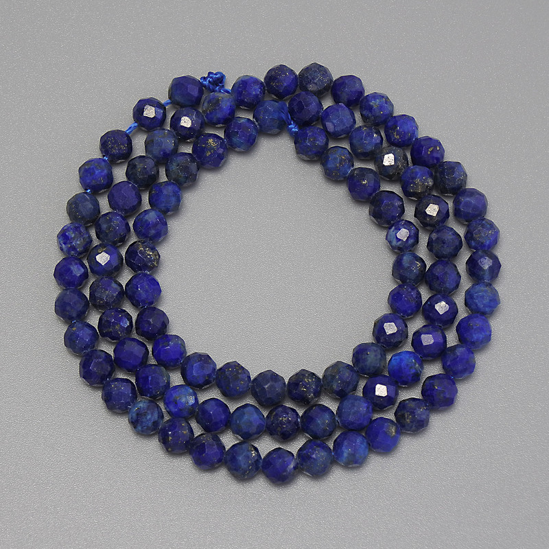 Lapis lazuli beads faceted bead, diameter 4mm+-, length 38cm+- on a thread