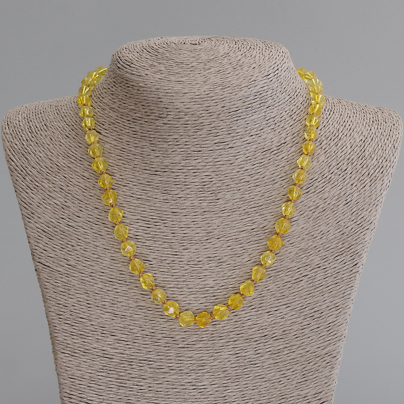 Citrine necklace faceted, diameter 7×6 mm +/-, length 50 cm +/- with clasp