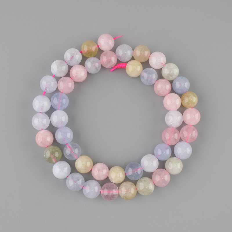 Morganite Beads Smooth Round 8.5 mm +-, on thread 38 cm+-