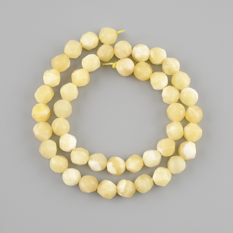 Beads Yellow Agate Multifaceted, 8x7 mm, 38 cm on thread