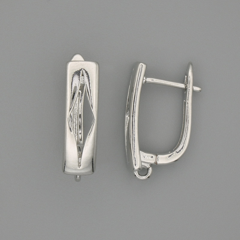 Earrings posts for earrings, silver-toned metal 19x5mm + - pair