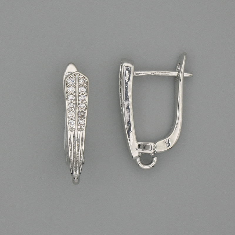 Earring posts in silver-toned metal 18×4 mm + - pair