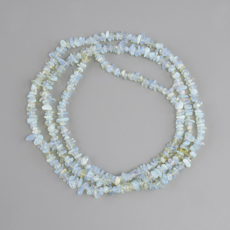 Moonstone opalite chip beads on a thread, 4–12x1, 5–4mm ±, length 80cm ±