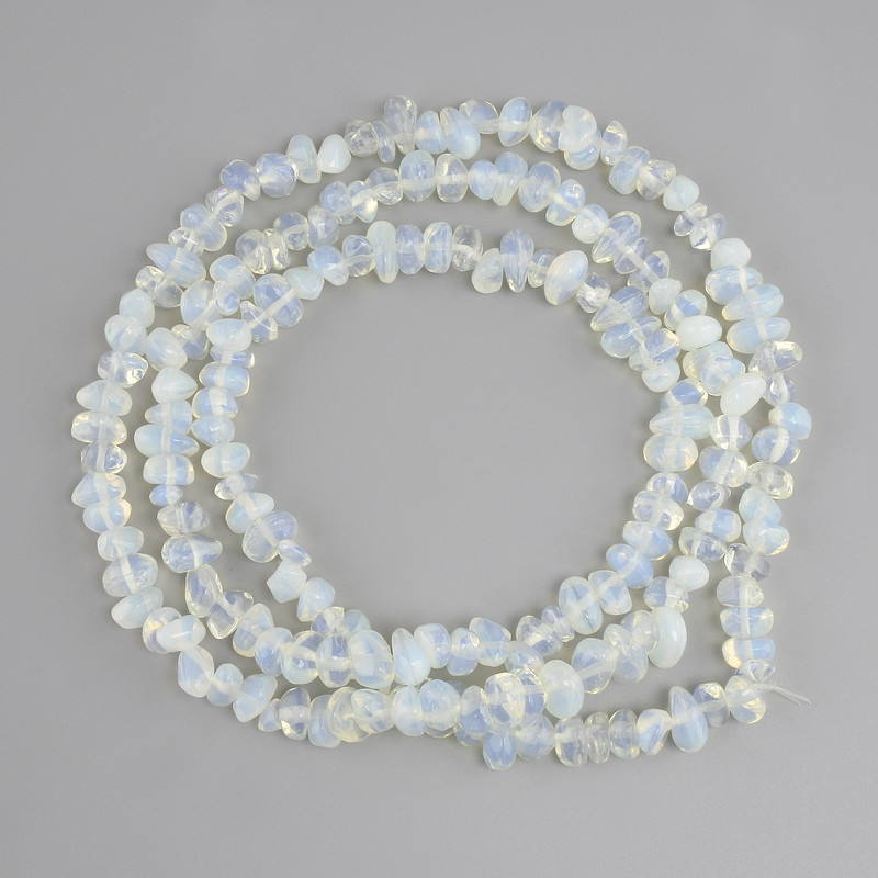Beads Moonstone opalite tumbled, diameter 7-10x3-6mm ±, length 78cm ±