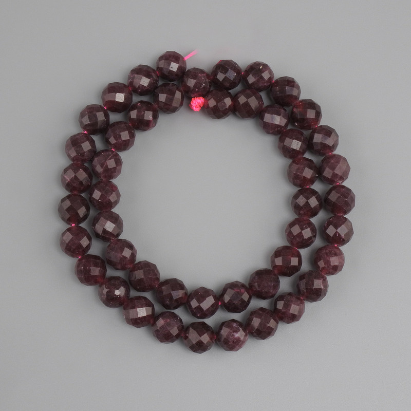 Beads Tourmaline Rubellite faceted round bead, diameter 8mm ±, length 38cm ±