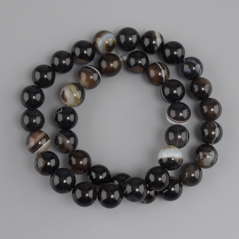 Agate beads smooth round bead, diameter 10mm ±, length 37cm ± on a thread