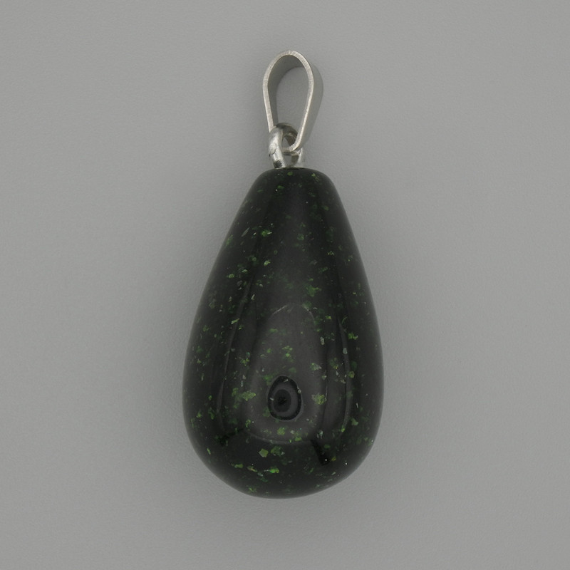 Pendant Green Aventurine drop 22x13mm +-, length 32mm +/-