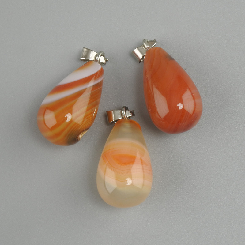 Carnelian pendant raindrop 22x13mm +-, length 32mm +-
