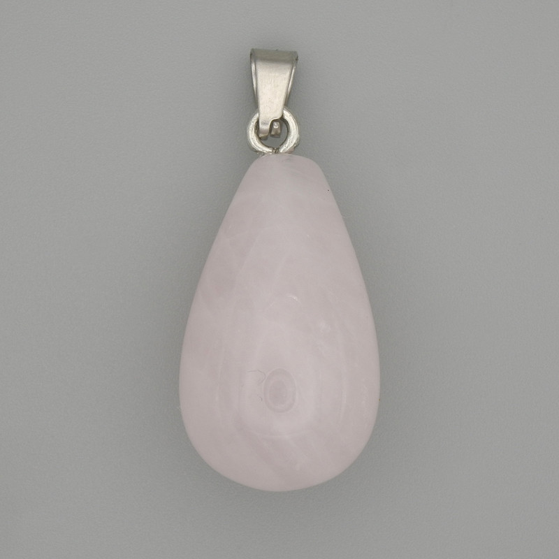 Pendant Pink Quartz teardrop 22x13mm+- , length 32mm+-