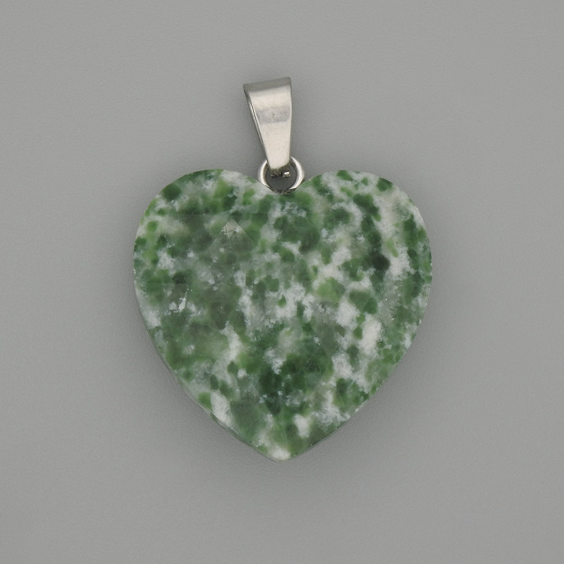 Pendant Moss Agate faceted heart 20x20 mm+