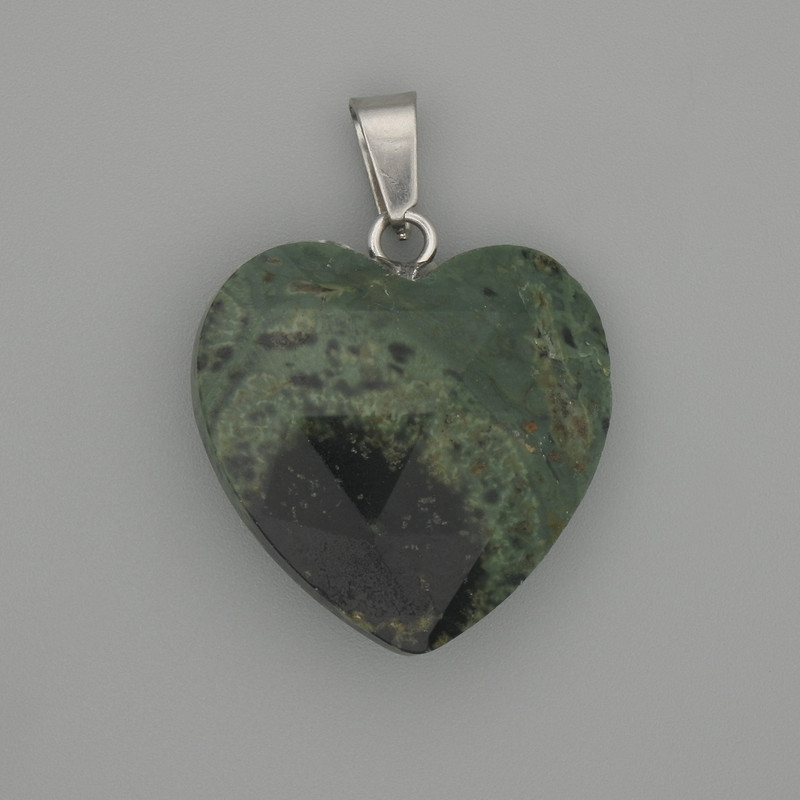 Pendant Ocean Jasper faceted heart 20x20 mm+