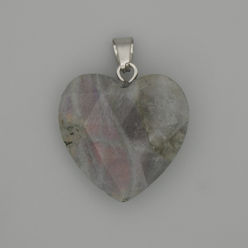 Pendant Labradorite faceted heart 20x20 mm+