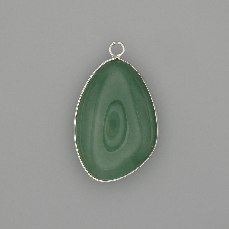 Nephrite pendant in a silver-coloured metal setting 30x22mm+