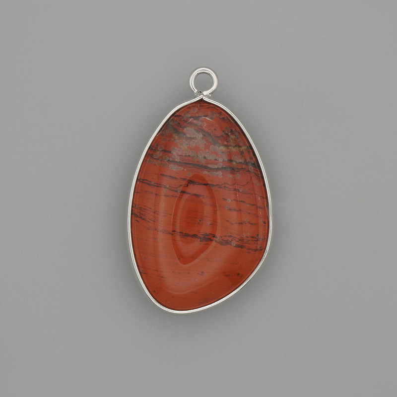 Pendant Red Jasper in a silver-coloured metal setting 30x22mm+