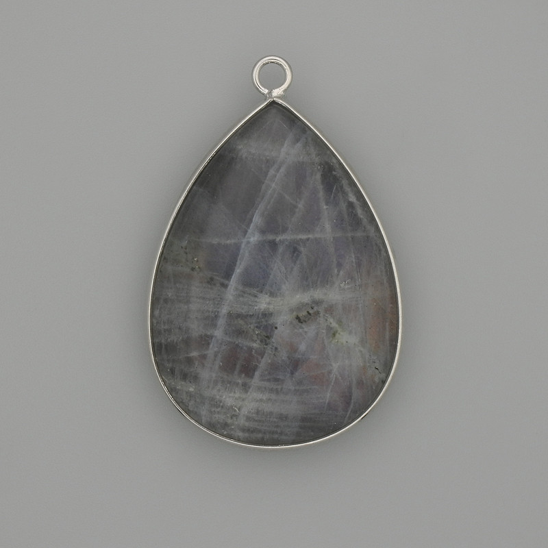 Labradorite pendant in a silver-coloured metal setting 36x26mm+