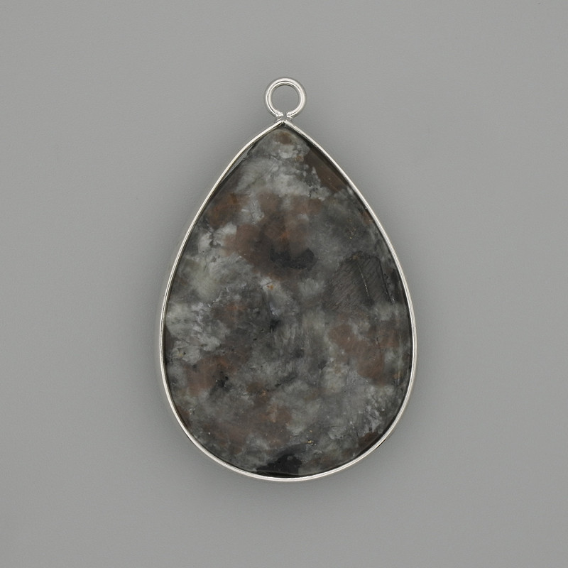 Pendant with Yooperlite in a silver-tone metal setting 36x26mm+
