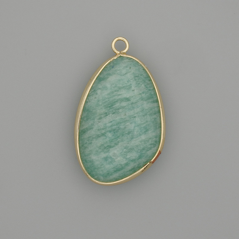 Pendant Amazonite in a gold-coloured metal setting 32x22 mm+