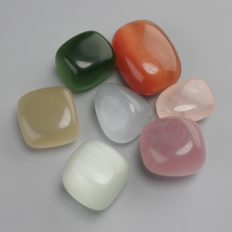 Synthetic Cat’s Eye stone, diameter 18–28x16–19mm ± (packaged 100 g), polished raw stones without a hole
