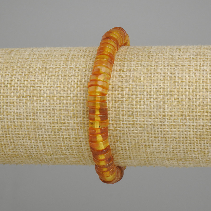 Amber bracelet rondelle, diameter 8x2, 5-3mm+- , length 18cm stretch