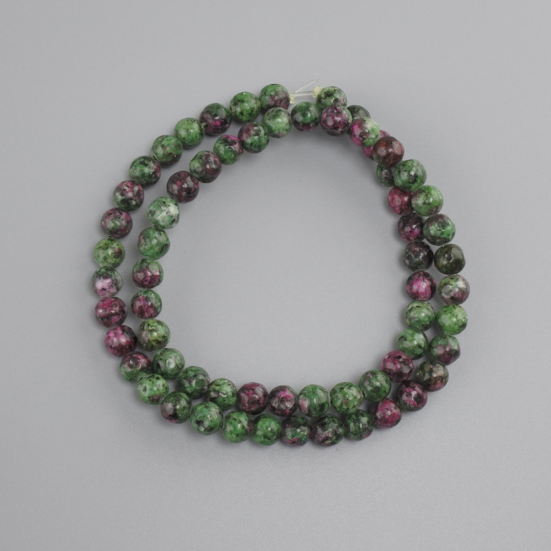 Zoisite beads, faceted round bead, diameter 6 mm ±, length 37 cm ± on a thread