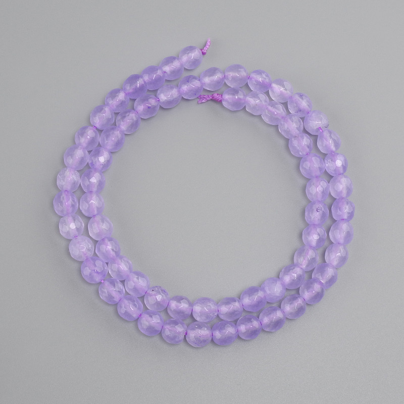 Amethyst beads, faceted round bead, diameter 6mm +/-, length 37cm +/- on a thread