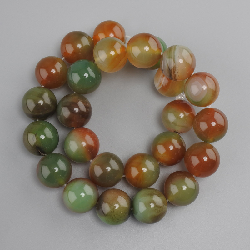 Agate beads Brazilian Agate smooth round bead, diameter 16mm±, length 38cm± on a string