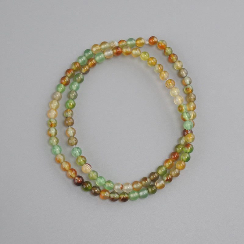 Beads Brazilian Agate smooth round bead, diameter 4mm ±, length 36cm ± on elastic cord