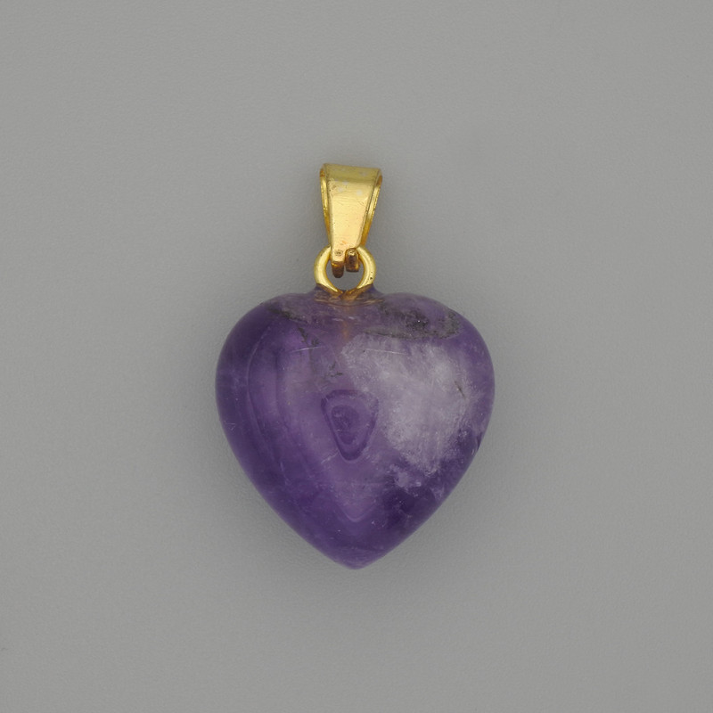 Amethyst pendant heart, diameter 15x15mm +/-, length 20mm +/-